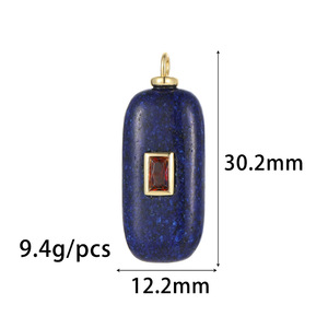 Natural Stone Inlaid Zircon Pendant Geometric Circular Long Stone Pendant DIY Necklace Bracelet Pendant <strong>Charms</strong> - Product Image 3