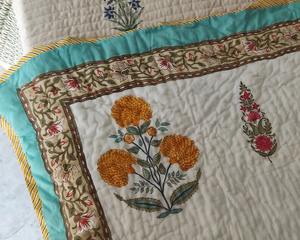<b>Indian</b> Reversible Jaipuri <b>Quilt</b> Handmade Hand Block Print Rajai Floral Bedding Ethnic <b>Indian</b> Bed Spread Home Decor Throw - Product Image 5