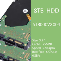 ST8000VX004 8TB 3.5Inch HDD Solusi Penyimpanan Monitor Hard Drive Perekaman Video Definisi Tinggi 24/7 Kecepatan 7200RPM SATA3.0 6GB/s