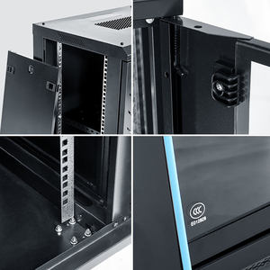 خزانة شبكات للتثبيت على الحائط، رف خادم قائم على الأرض مع باب زجاجي قابل للقفل، رف قابل للتعديل من الفولاذ SPCC لمعدات المراقبة - Product Image 5