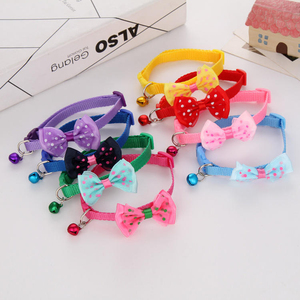 Handmade Colorful Adjustable Cat Collar With <b>Bell</b> Breakaway Design <b>Small</b> Dog Necklace Bow Tie for Pet Training - Product Image 5