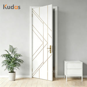 Puerta Interior de Estilo Geométrico de Lujo, Precolgada, Impermeable, de Madera Maciza, Lisa, Blanca, Decorativa, para Dormitorio, para Casas - Product Image 2