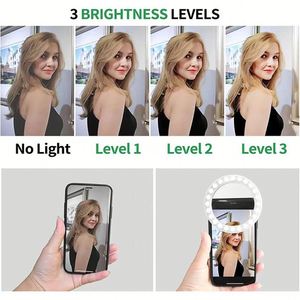 X926 Lampe annulaire LED portable intelligente rechargeable par USB pour accessoires mobiles, éclairage d'appoint pour la photographie sur téléphone portable - Product Image 4