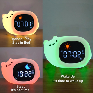 An toàn khủng long lấy cảm hứng từ ánh sáng ban đêm trẻ em đồng hồ báo thức đa chức năng di động Toddler ngủ đào tạo đồng hồ với âm thanh máy - Product Image 6