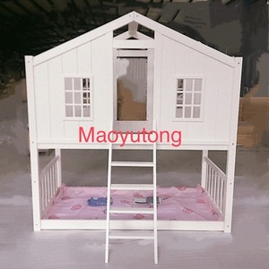 White <b>Wooden</b> House <b>Bunk</b> <b>Bed</b> With Ladder For Kids Bedroom Furniture - Product Image 4