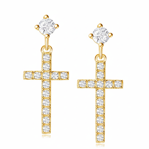 Pendentif religieux en <span class=keywords><strong>diamant</strong></span> naturel 0.20ctw Croix <span class=keywords><strong>or</strong></span> 10 carats style tendance <span class=keywords><strong>or</strong></span> <span class=keywords><strong>jaune</strong></span> boucles <span class=keywords><strong>d</strong></span>'oreilles cadeau de fiançailles pour fête anniversaire - Product Image 2