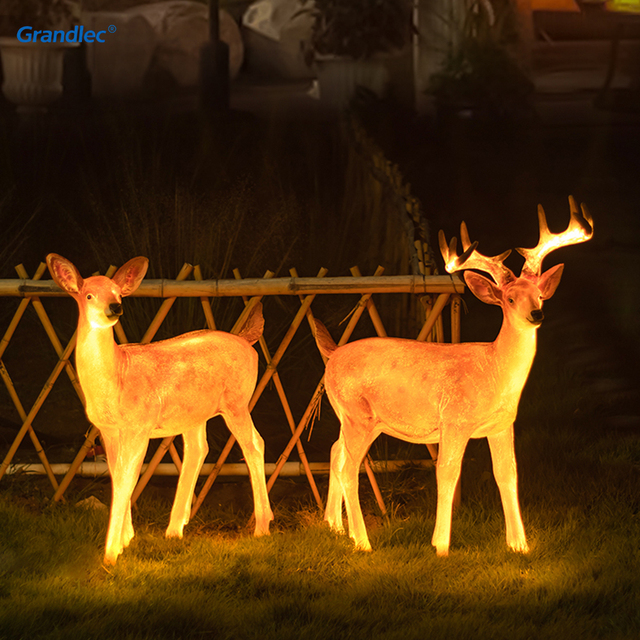 New design 3D realistic resin FRP deer sculpture light festive light LED luminous IP66 Christmas decoration Easter ODM