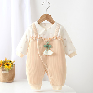 Barboteuse pour bébé fille avec nœud floral pour nouveau-né Printemps automne Barboteuse Noël 1er <span class=keywords><strong>anniversaire</strong></span> <span class=keywords><strong>Combinaison</strong></span> bébé - Product Image 2