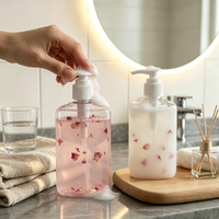 Flacon pompe à lotion en PET transparent de style nordique, distributeur réutilisable pour gel douche, savon pour les mains, accessoire de salle de bain
