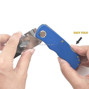 फोल्डिंग उपयोगिता चाकू हल्के वजन एल्यूमीनियम मिश्र धातु हैंडल पॉकेट बेल्ट क्लिप त्वरित-परिवर्तन ब्लेड जेब चाकू Rx50841 - Product Image 3