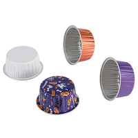 Moules à pâtisserie en aluminium 125 ml, ronds, pour Halloween, compatibles friteuse à air, jetables, pour muffins, cupcakes, mini-gâteaux