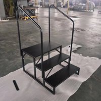 Escalier portable robuste à trois marches avec rampes, idéal pour l'extérieur, camping-car, spa, véranda, structure en acier