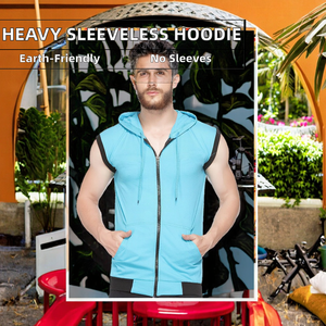 Sudadera con capucha sin mangas, gruesa, de algodón 100% lavado, personalizada, para gimnasio, deportes y fitness, con cremallera, para invierno, venta al por mayor - Product Image 2