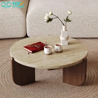 Dalle de marbre travertin naturel HZX, polie, pour salle à manger, salon, villa, hôtel, table basse, découpée sur mesure, écologique