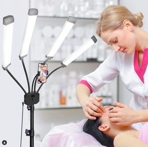 Lampe de sol LED professionnelle à 4 bras pour salon de beauté, support de téléphone trépied, éclairage pour extensions de cils et tatouages, température de couleur réglable - Product Image 5