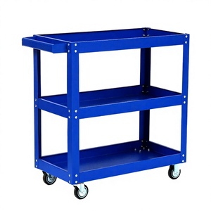 Factory Direct Sale 3 Layer Steel Heavy Duty Silent Tool Cart <b>Flat</b> <b>Trolley</b> Custom Industrial Warehouse Workshop <b>Trolley</b> OEM ODM - Product Image 2