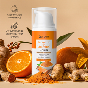 Crème hydratante pour le visage QUIYUM Beauty, soin de la peau, éclaircissant, anti-rides, anti-âge, vitamine C, crème au curcuma, lotion pour femmes - Product Image 2