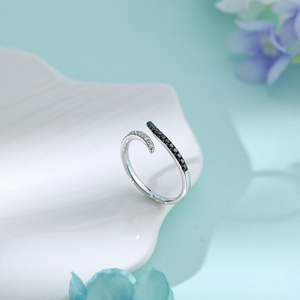 Anillo de Oro Sólido de 18K de Lujo, Elegante, con Diamantes Blancos y Negros Naturales, Engaste de Media Eternidad, Anillos Desmontables - Product Image 4