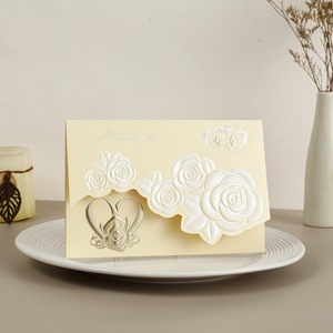 Invitaciones de boda de estilo europeo, invitaciones florales grandes con relieve dorado, tarjetas de felicitación y invitaciones personalizables - Product Image 2