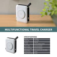 Cargador de Viaje Multifuncional 6 en 1, 15000mAh, PD 65W, Banco de Energía Magnético Inalámbrico, Enchufe de Pared CA, Cable Integrado, Función de Refrigeración