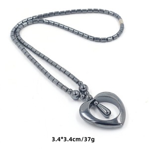 Moda nueva piedra biliar negra con cuentas amor Cruz colgante collar hombres y mujeres personalidad suéter cadena collar - Product Image 2
