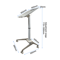 Bureau ergonomique hydraulique pour ordinateur portable, réglable en hauteur, manuel, avec roulettes, pour la maison, le bureau ou l'étude
