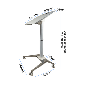 Bureau ergonomique hydraulique pour ordinateur portable, réglable en hauteur, manuel, avec roulettes, pour la maison, le bureau ou l'étude - Product Image 4