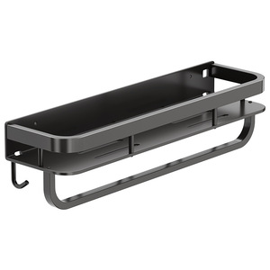 Étagère de salle de bain minimaliste en alliage d'aluminium, support mural rectangulaire, porte-serviettes durable, taille personnalisée, profondeur 8-11,9 pouces - Product Image 1