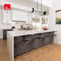 AllandCabinet Armoire de cuisine de style moderne Shaker Comptoir en pierre de quartz MDF Carcasse Panneau de bois contreplaqué Finition laquée Usage domestique