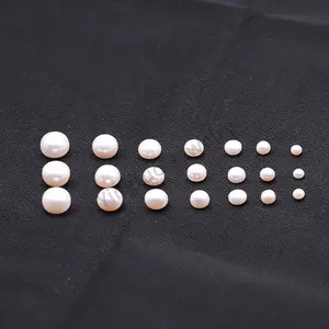 5mm to 12mm Flat Back Freshwater Pearl for making pearl strands natural loose pearl With Hole