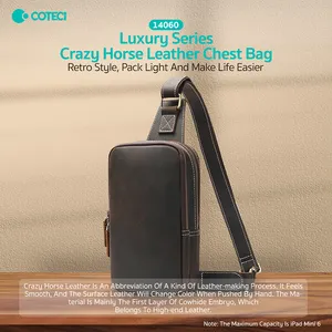 COTECi पुरुषों का टॉप लेयर काउहाइड वन-शोल्डर क्रॉसबॉडी बैग क्रेज़ी हॉर्स डिज़ाइन असली विंटेज लेदर चेस्ट बैग मैसेंजर बैग