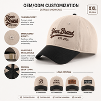 6 Panel XXL Grote Hoed Baseball Cap 68cm Diepe Kroon Gebogen Klep Oversized Dad Hat voor Grote Hoofden 100% Katoen Aangepast Logo Groothandel