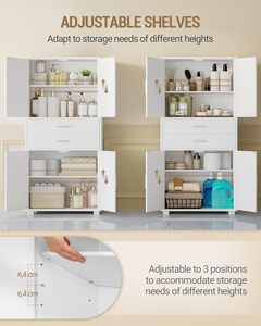 Buffet de rangement, armoires de <span class=keywords><strong>cuisine</strong></span> modernes avec 4 portes et 2 <span class=keywords><strong>tiroirs</strong></span>, armoire de <span class=keywords><strong>cuisine</strong></span> pour salon, salle de bain, couloir - Product Image 6