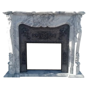 Cadre de <span class=keywords><strong>cheminée</strong></span> d'intérieur en marbre véritable autoportant en <span class=keywords><strong>pierre</strong></span> avec motif de fleurs pour une utilisation en hôtel - Product Image 1