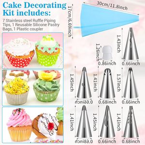 Kit de décoration de gâteaux coréens 9 pièces : douilles à pâtisserie, embouts floraux et coupleurs pour un design floral réaliste – Outils de pâtisserie - Product Image 2