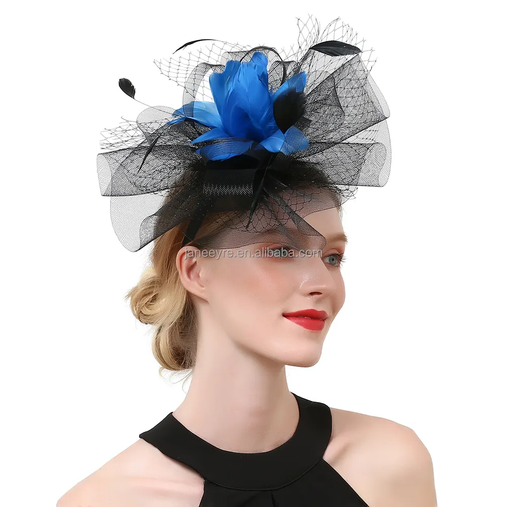 Fascinators כובעי עבור נשים עם שיער קליפ תה מסיבת כובעי נוצת כובעי חתונה כלה דרבי כובעים לנשים