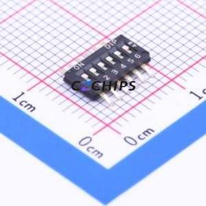 DHNF-06-V-T/R DIP Switch SMD-12P,4.5x8.9mm Switch Flat Toggle, Groove Type Single Pole Single Throw 6 1.27mm - Product Image 1
