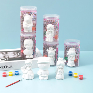 Kit de pintura de muñecas de yeso de 10cm, coloreado creativo DIY para niños de 3 a 6 años, juguetes de dibujo unisex - Product Image 2
