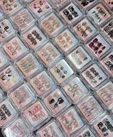 Ensemble de faux ongles faits main de haute qualité, à presser, vente en gros, logo personnalisé, en acrylique, formes carrée, amande, cercueil, French, œil de chat, luxe