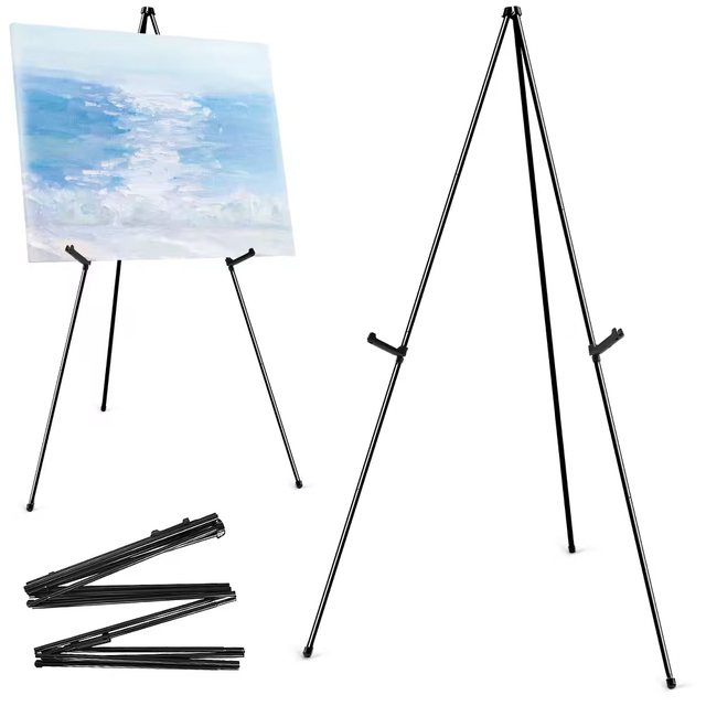 Glitter Art Metal Display Poster Easel Stand Tripod Collapsible Portable Floor Easel Adjustable Art Poster Easy Stand