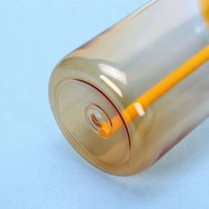 AGH Gobelet en verre transparent de 16 oz, écologique, avec couvercle et paille en plastique coloré rayé, Mug de sublimation - Product Image 3