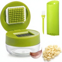 Presse-ail manuel multifonction avec éplucheur d'ail en silicone et brosse de nettoyage – Ustensile de cuisine
