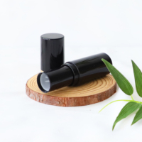 Conteneur vide pour rouge à lèvres brillant à lèvres rond en plastique noir or de 10 g pour l'emballage cosmétique