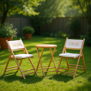 Ensemble bistrot en bambou, 2 chaises, 1 table, mobilier de jardin d'extérieur, design minimaliste pliable - Product Image 2