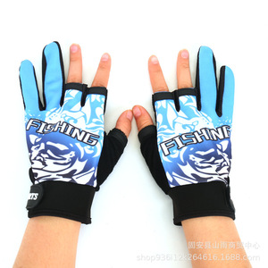 Fishing Gloves Half Finger <b>Nylon</b> Sublimation Print Sun Protection Non <b>Slip</b> For Sea Fishing Unisex One Size Fits All - Product Image 2