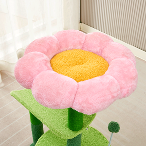 Pohon kucing mewah baru MDF Multi Level dan bingkai kayu menara dengan kain mewah tempat tidur bunga menggaruk bingkai memanjat untuk kucing - Product Image 3