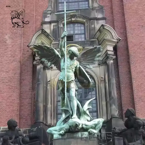 Statua in Bronzo a Grandezza Naturale di San Michele Arcangelo che Sconfigge il Serpente, Scultura Religiosa per Chiesa e Decorazione da Giardino - Product Image 4
