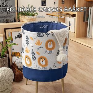 <b>Foldable</b> Canvas Storage Box for Children's Toys Dirty Clothes Multifunctional Laundry <b>Basket</b> Detachable Design for Bathroom - Product Image 2