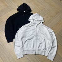 Sweat à capuche oversize en coton uni avec logo personnalisé, style vintage, en tissu French Terry, fermeture éclair, pour hommes, tendance Hip Hop