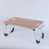 Bureau d'ordinateur portable pliable en bois massif réglable avec porte-gobelet, bureau d'étude portable pour la maison